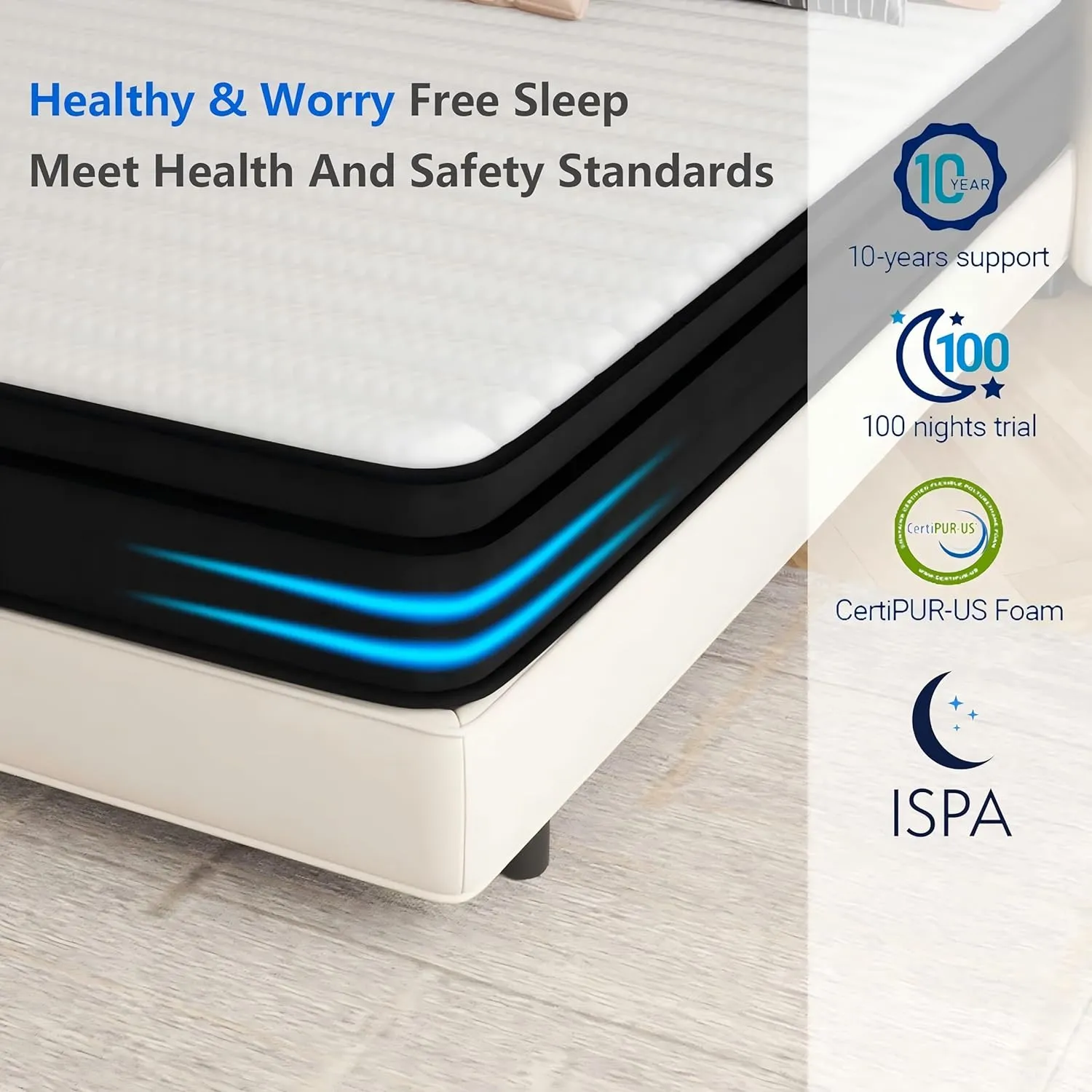 Crayan Queen Mattress, 10 Inch Hybrid Memory Foam Mattresses in a Box with Individual Pocket Spring for Motion Isolation & Silent Sleep, CertiPUR-US