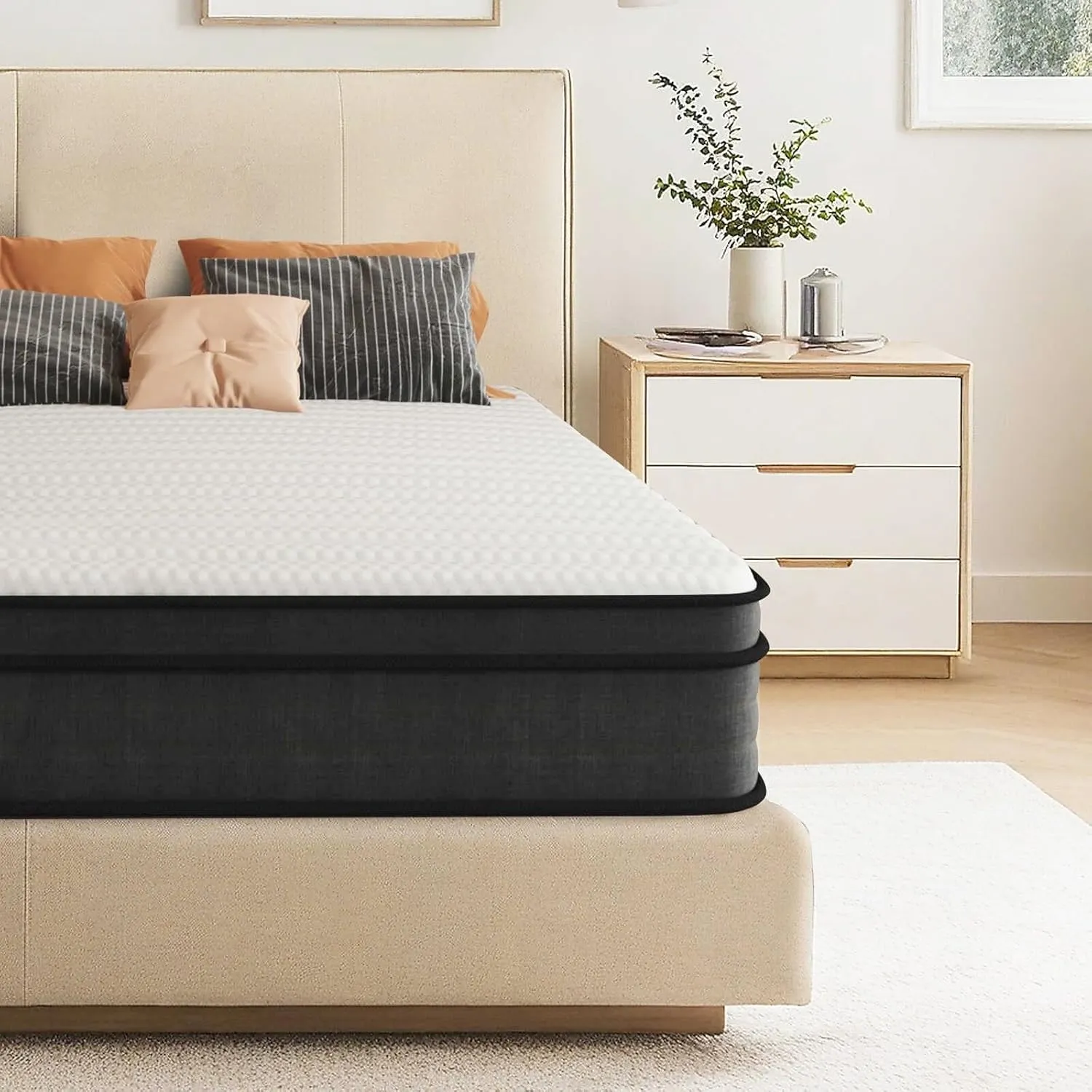 Crayan Queen Mattress, 10 Inch Hybrid Memory Foam Mattresses in a Box with Individual Pocket Spring for Motion Isolation & Silent Sleep, CertiPUR-US