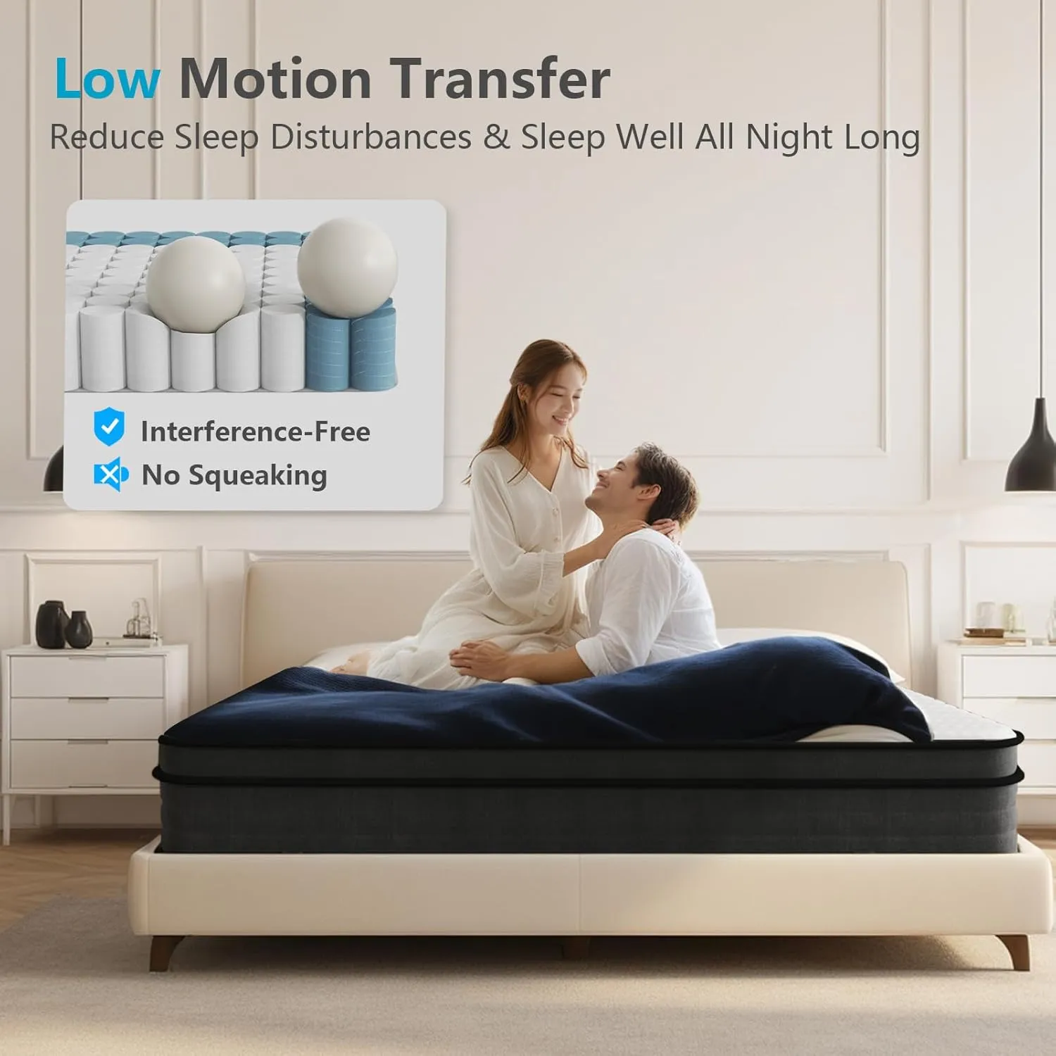Crayan Queen Mattress, 10 Inch Hybrid Memory Foam Mattresses in a Box with Individual Pocket Spring for Motion Isolation & Silent Sleep, CertiPUR-US