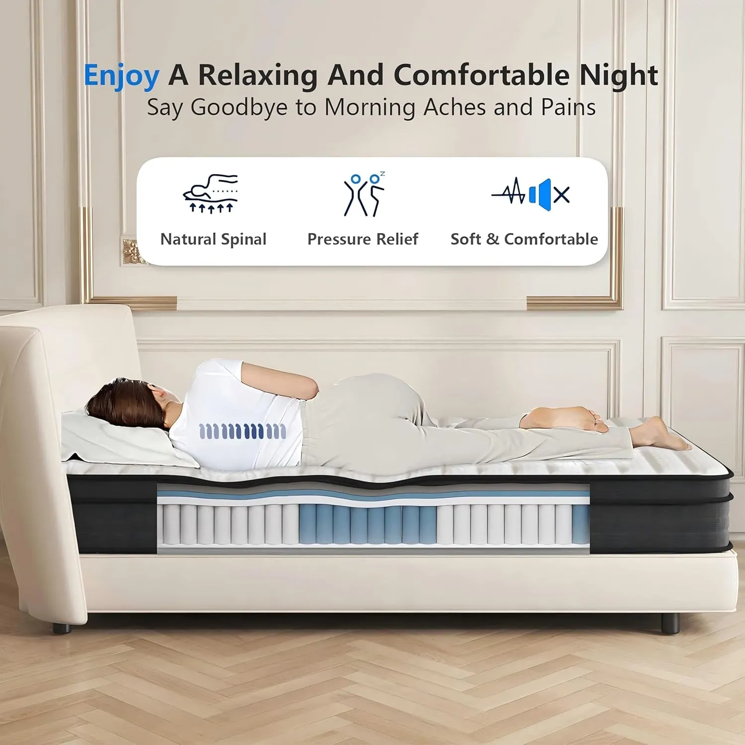 Crayan Queen Mattress, 10 Inch Hybrid Memory Foam Mattresses in a Box with Individual Pocket Spring for Motion Isolation & Silent Sleep, CertiPUR-US