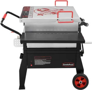 Creole Feast CFB1001A 90 QT Crawfish Boiler, Outdoor Single Sack Propane Gas Cooker with Folding Cylinder Mounting Bracket and Stirring Paddle for Seafood & Crawfish Season, Black