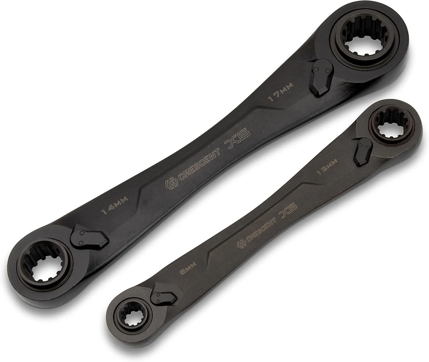 Crescent 2 Piece X6 4-in-1 Black Oxide Spline Ratcheting Metric Wrench Set - CX6DBM2