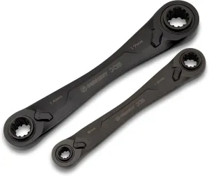 Crescent 2 Piece X6 4-in-1 Black Oxide Spline Ratcheting Metric Wrench Set - CX6DBM2