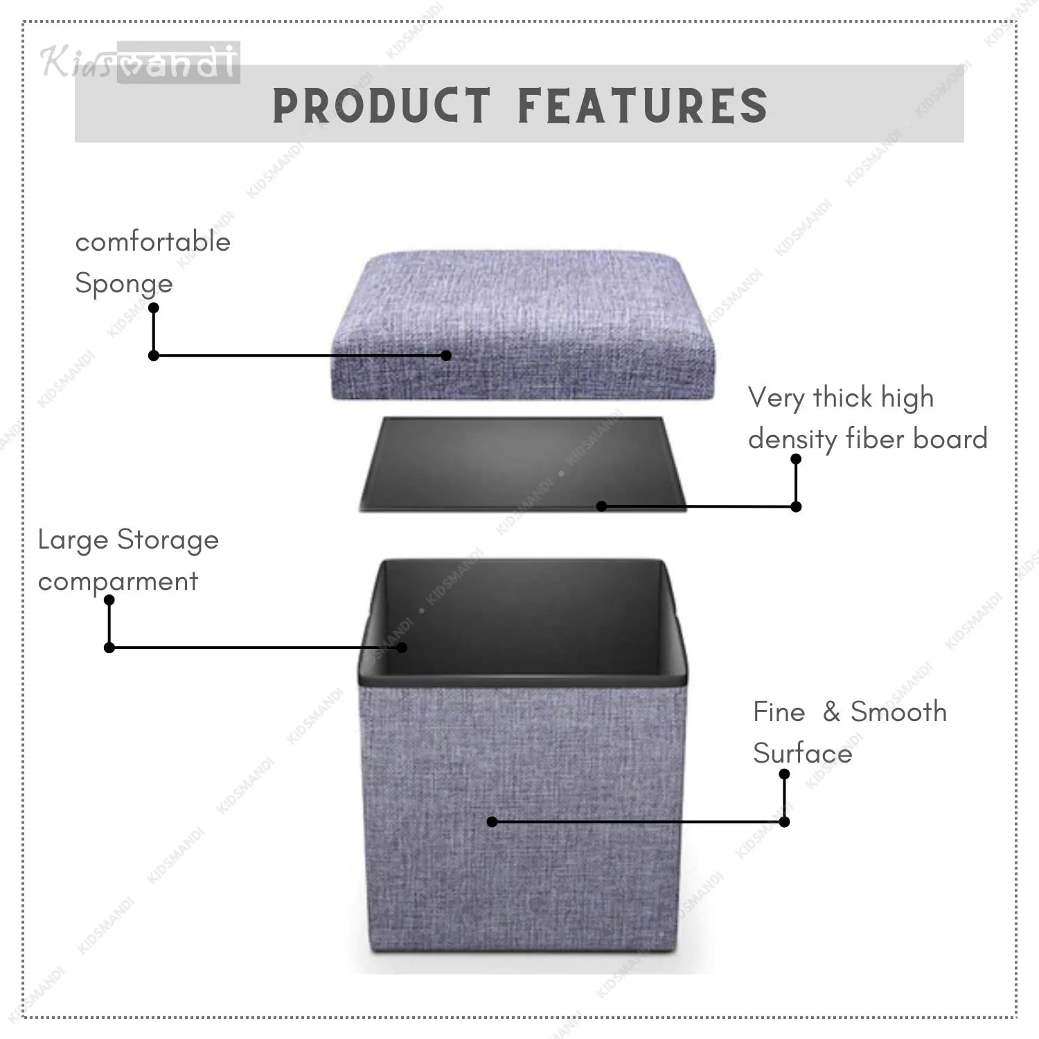 Cube Shape Stool for Sitting with Storage