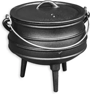 Cuisiland 3.2QT Cast Iron Potjie Cauldron Pot with Lid & 3 Legs – Pre-Seasoned South African-Style Campfire Pot for Outdoor Cooking, Soups, Stews & Braising – Heavy-Duty Cast Iron Dutch Oven