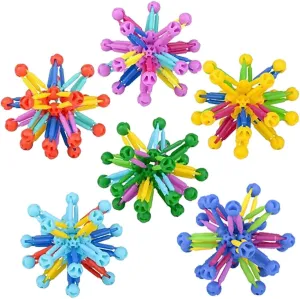 Curious Minds Busy Bags Set of 6 Small 3.5" - 4.5" Collapsible Ball - Expanding and Contracting Ball - Grow and Shrink Fidget Ball - Anxiety Breathing Exercises (Random Colors)