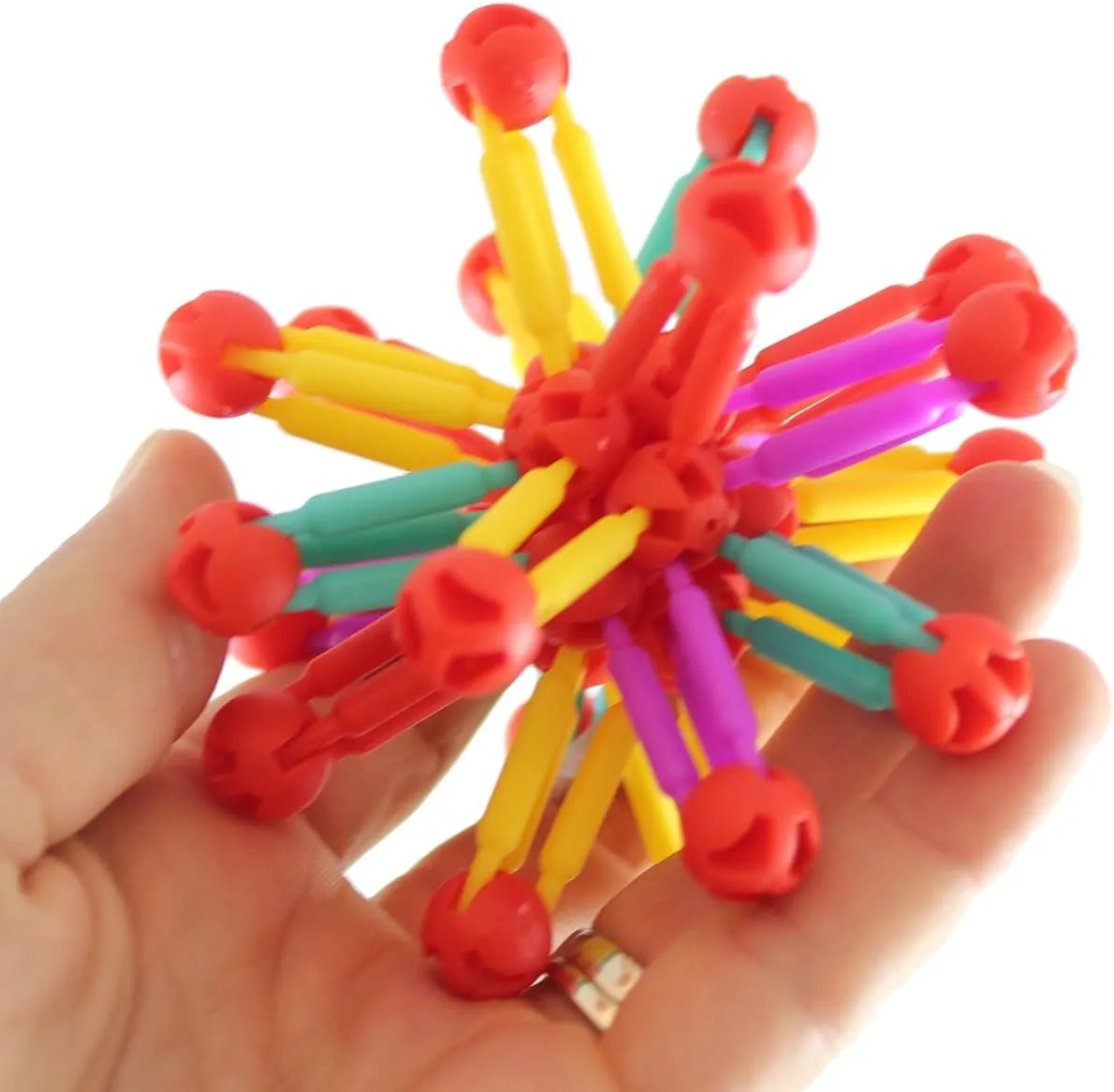 Curious Minds Busy Bags Set of 6 Small 3.5" - 4.5" Collapsible Ball - Expanding and Contracting Ball - Grow and Shrink Fidget Ball - Anxiety Breathing Exercises (Random Colors)