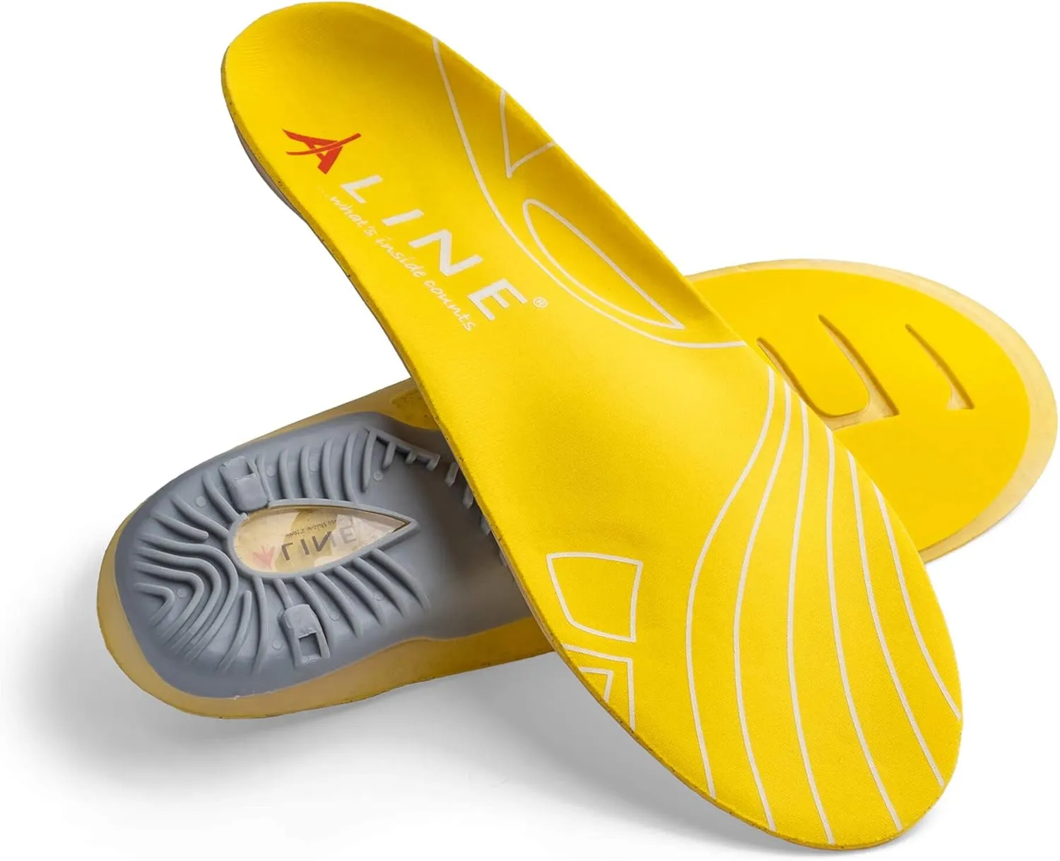 Cushion Memory Foam Insole - Shock Absorbent, Heel and Foot Support Shoe Inserts - Yellow - Men 5-6 / Women 6-7 / EU 36.5-38