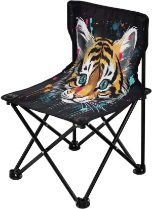 Cute Tiger Cubs Camping Chair for Adults Folding Chair Compact Beach Camp Chairs Backpack Chair for Beach Lawn