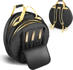 Cymbal Bag, 22" Cymbal Gig Bag Double Layer Cymbal Case with 5mm Padded Divider, Handles and Backpack Straps for Drum Cymbals and Accessories, Great for Storage