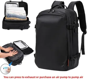 D-Horse Vacuum Seal Compression Travel Backpack 36L-55L Expandable Airback Electric Vacpack Pump Water Resistant TSA Lock Black, 36L-55L (With Air Pump)
