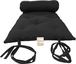 D&D Futon Furniture Queen Size Black Cotton/Foam/Polyester Traditional Japanese Floor Rolling Futon Mattresses, Yoga Meditation Mats, Beds 3 x 60 x 80