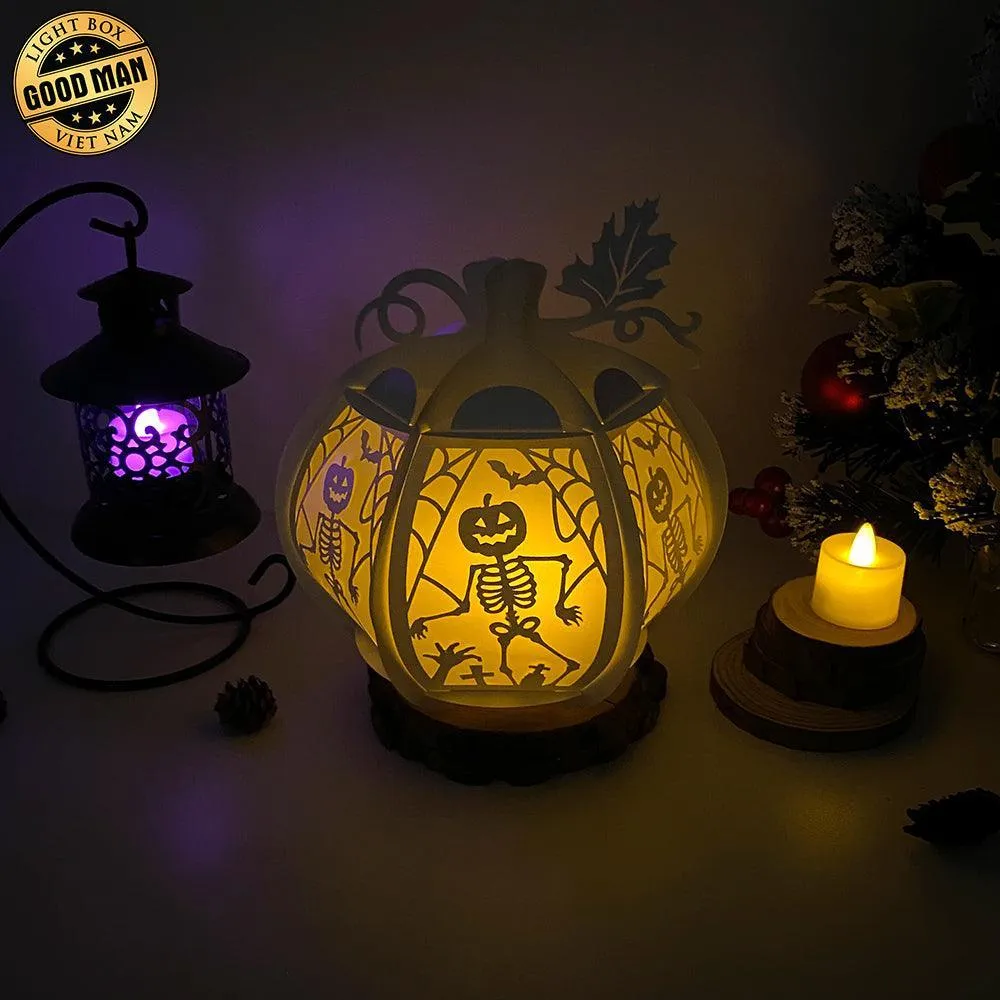 Dancing Skeletons - 3D Pumpkin Lantern File - Cricut File 1 - LightBoxGoodMan
