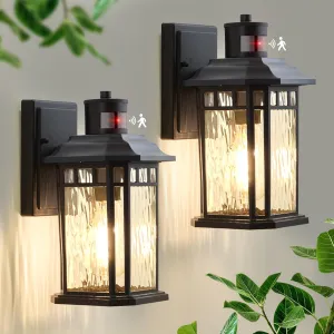 DASTOR Motion Sensor Outdoor Lights 2 Pack, Dusk to Dawn Outdoor Wall Lantern, 100% Aluminum Black Exterior Sconce Lighting Fixtures for Porch Patio Garage