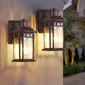 DASTOR Motion Sensor Outdoor Lights 2 Pack, Dusk to Dawn Outdoor Wall Lantern, Brown Exterior Sconce Lighting Fixtures for House Porch Front Door