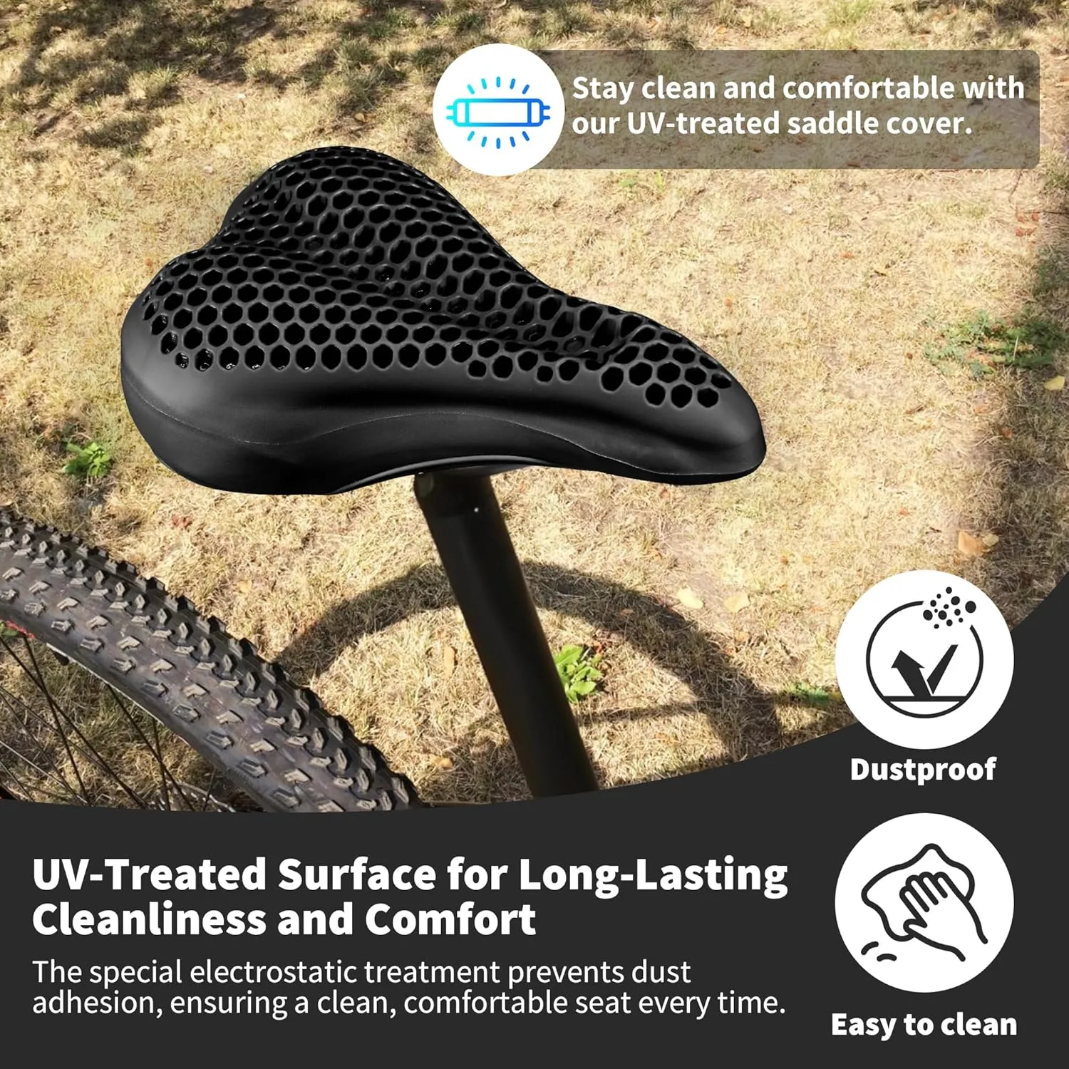 DAWAY Comfortable Bike Seat Cover - Silicone Gel & Memory Foam Padded Bike Seat Cushion for Men Women - Soft Bicycle Saddle Cover for Peloton, Stationary Exercise, Mountain Road Bikes - XL/Large/Small