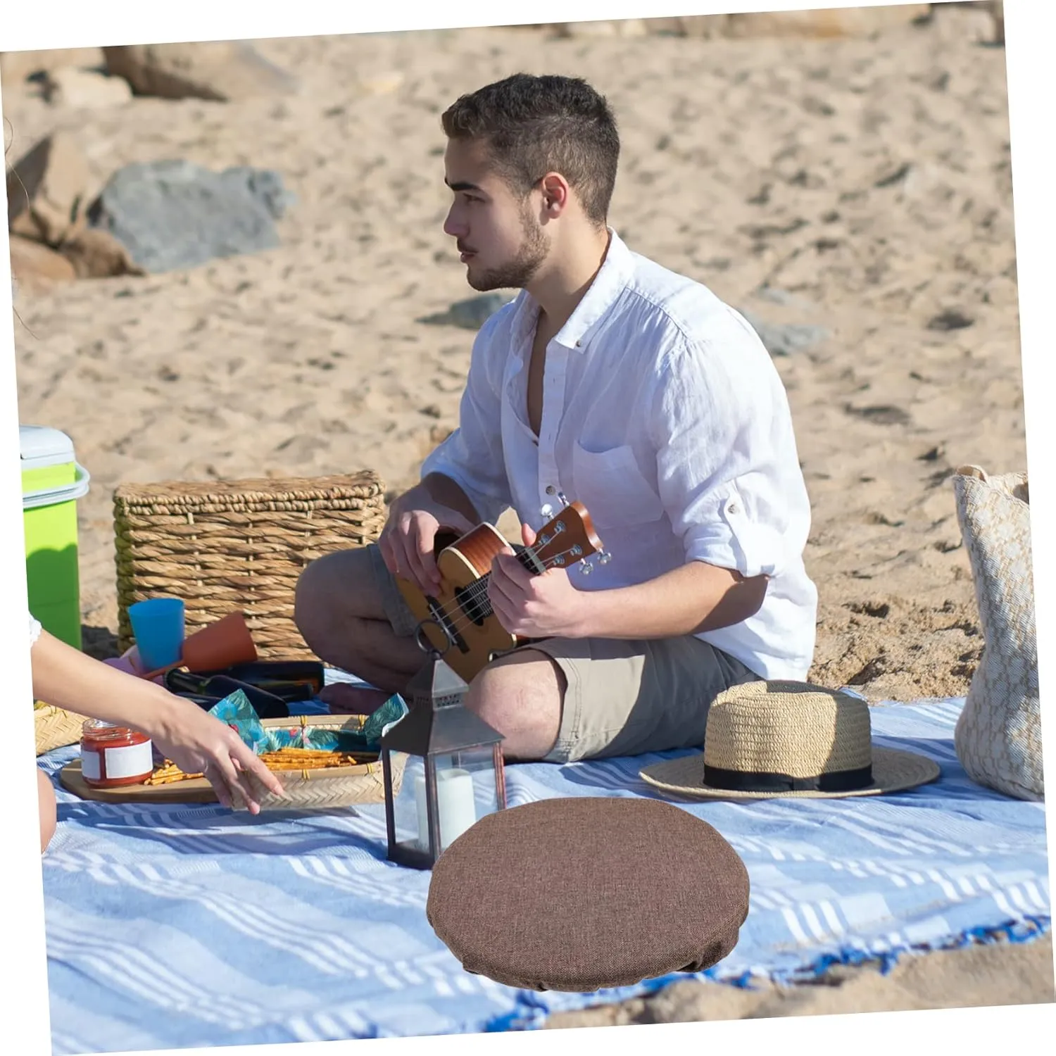 DECHOUS 4pcs Telescoping Stool Seat Pad Portable Folding Chair Cushion for Beach Camping