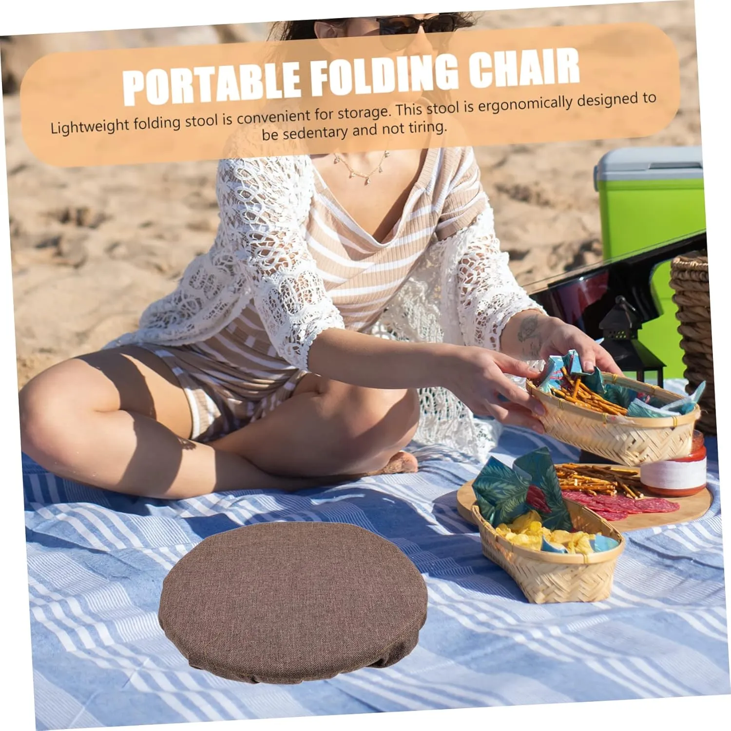 DECHOUS 4pcs Telescoping Stool Seat Pad Portable Folding Chair Cushion for Beach Camping