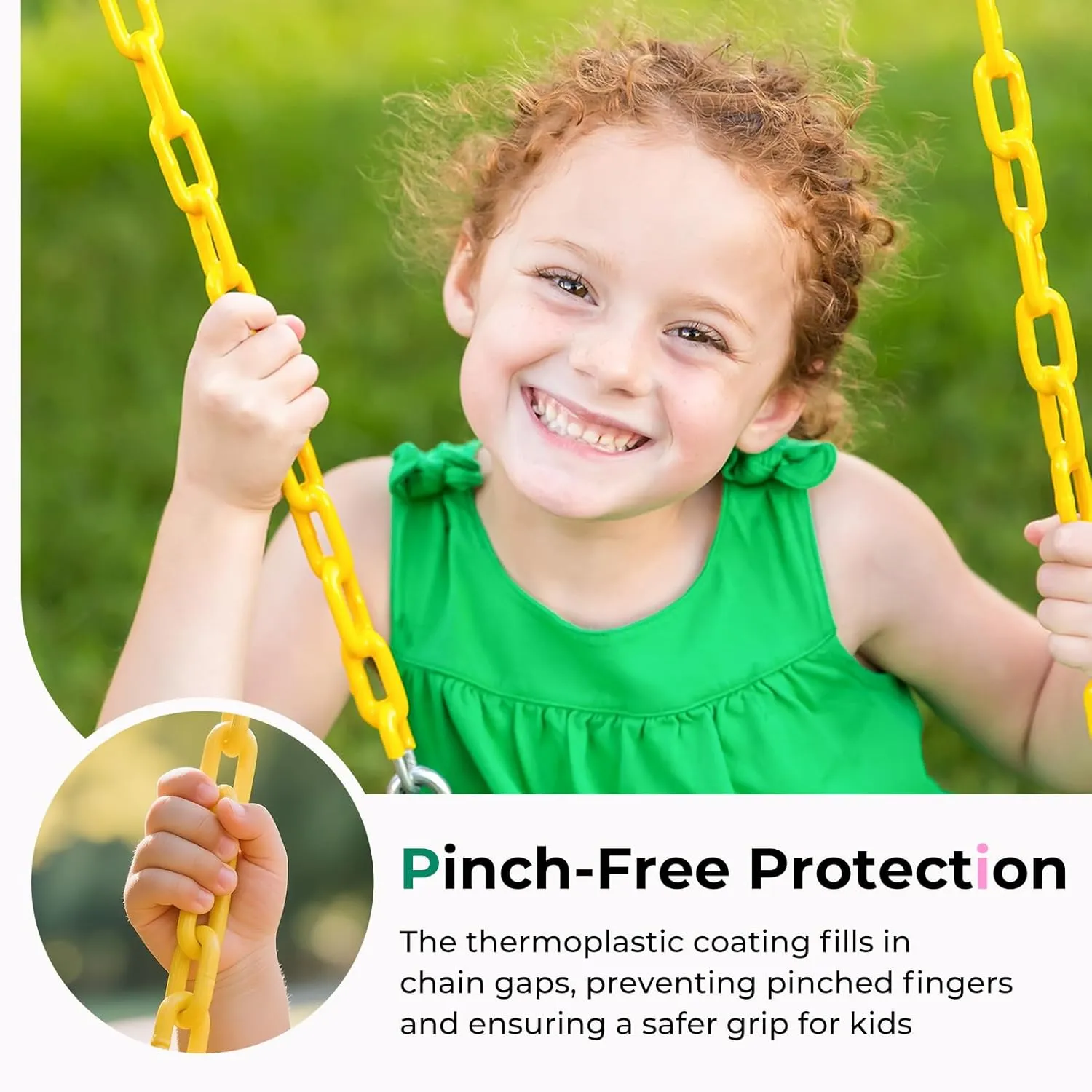 DECORLIFE Toddler Swing, Baby Swing Outdoor –High Back Full Bucket Swing Set for Ages 1-3, 330lb Capacity, Safety Design, Plastic-Coated Chains and Quick-Snap Carabiners for Backyard, Playground