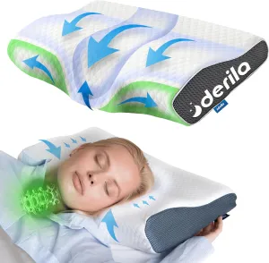 Derila Cervical Queen Size Pillow for Sleeping - Support Pillow for Side, Back, Stomach Sleepers - Contour Best Bed Pillows for Sleeping