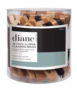 Diane Professional 6-Inch Hair Clipper Cleaner Brush Set for Barbers and Stylists, Firm Nylon Bristles with Wooden Handles, 36 Pack