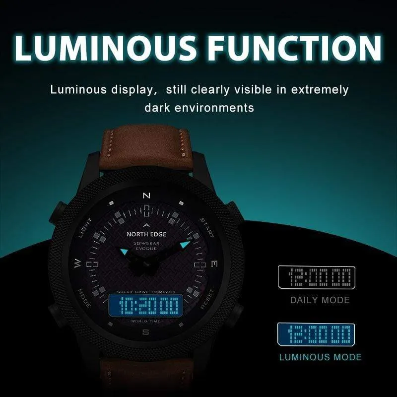 Digital Solar Powered Outdoor Compass Watch