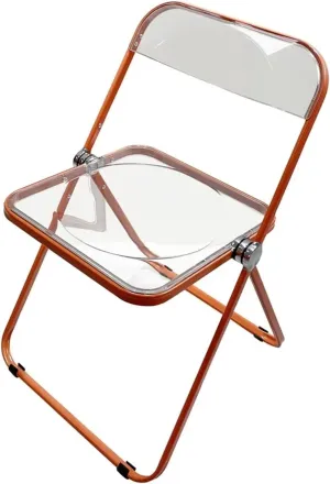 Dining Stool Camping Chair Kitchen Stool Folding Portable Dining Chairs Restaurant Transparent Stools ABS Stool for Restaurant Kitchen Counter(Orange)