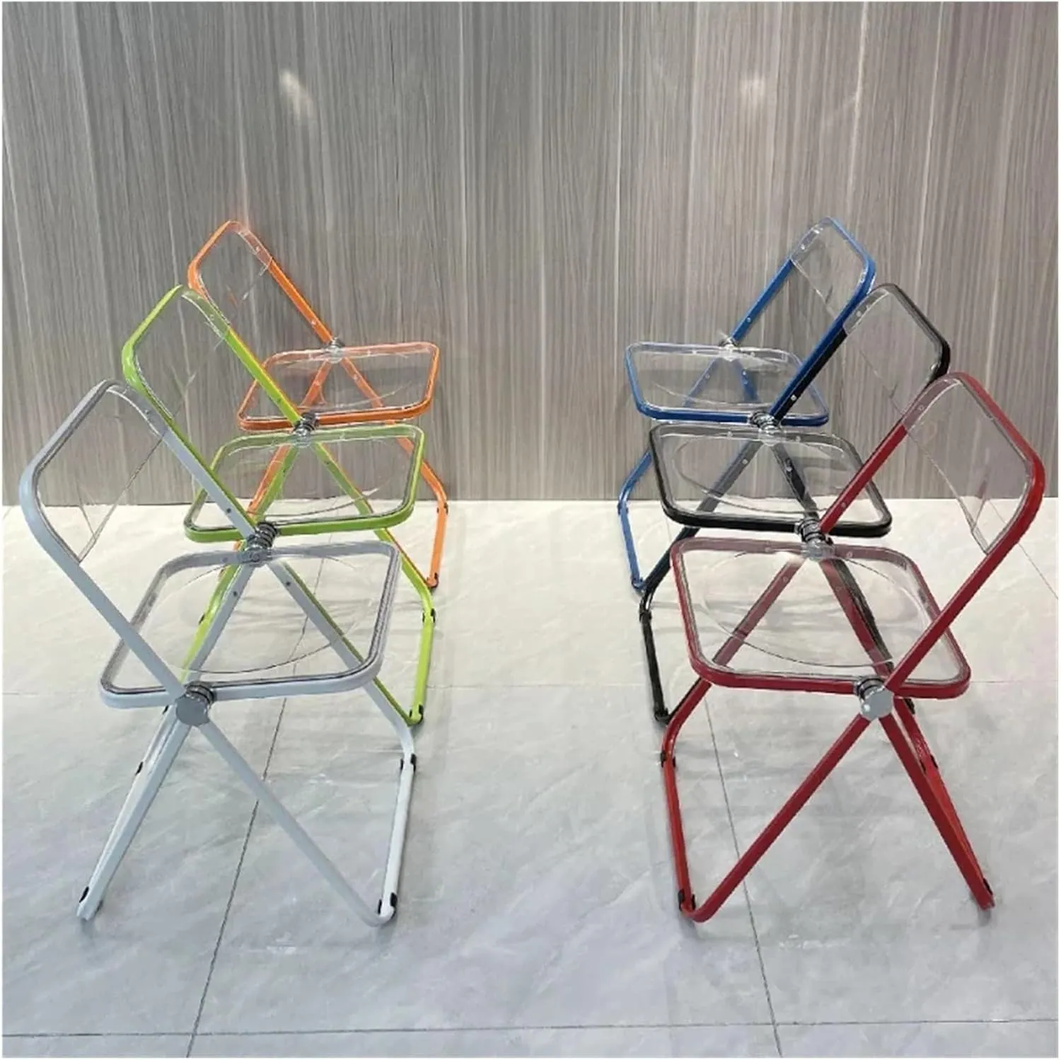 Dining Stool Camping Chair Kitchen Stool Folding Portable Dining Chairs Restaurant Transparent Stools ABS Stool for Restaurant Kitchen Counter(Orange)
