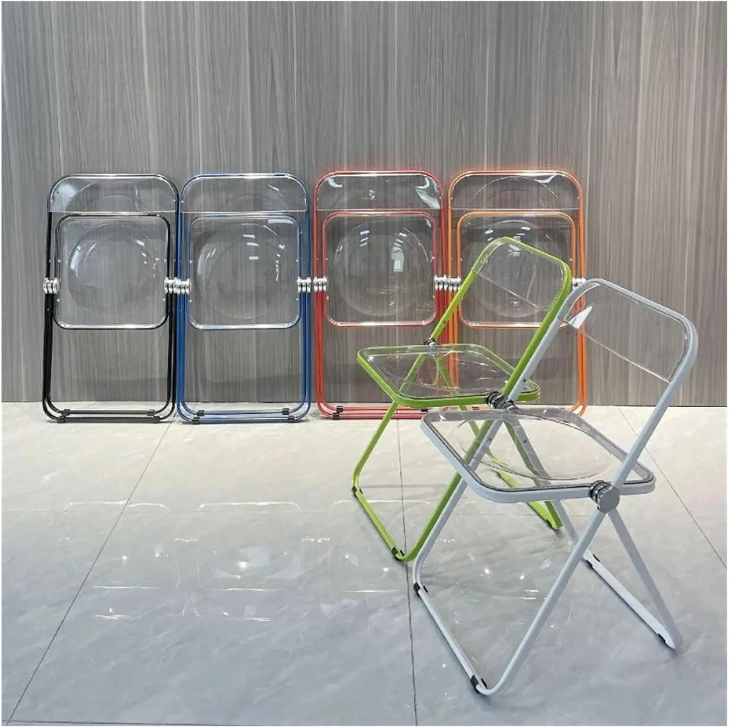 Dining Stool Camping Chair Kitchen Stool Folding Portable Dining Chairs Restaurant Transparent Stools ABS Stool for Restaurant Kitchen Counter(Orange)