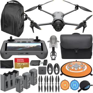 DJI Mavic 4 Pro Drone with Fly More Combo – 6K60 HDR, 100MP, 51-Min Max Flight Time, 18.6-Mile Range, ActiveTrack 360 Subject/Vehicle Tracking, Omnidirectional Avoidance Bundle with 128GB Memory, Backpack   More