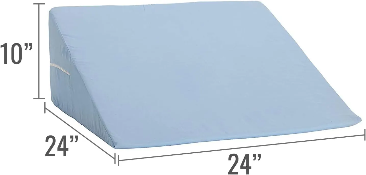 DMI Bed Wedge Pillow and Triangle Wedge with Elevated Incline for Neck Pain, Headaches, Reflux, Shoulders, Back Pain, Foot Support, Knee Pain or Restless Leg Syndrome, 24x24x10 inches, Blue
