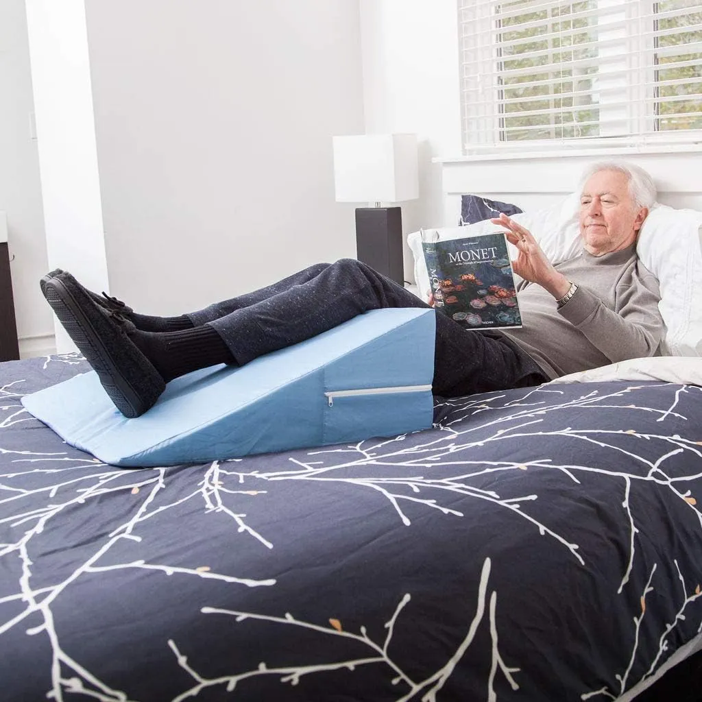 DMI Bed Wedge Pillow and Triangle Wedge with Elevated Incline for Neck Pain, Headaches, Reflux, Shoulders, Back Pain, Foot Support, Knee Pain or Restless Leg Syndrome, 24x24x10 inches, Blue