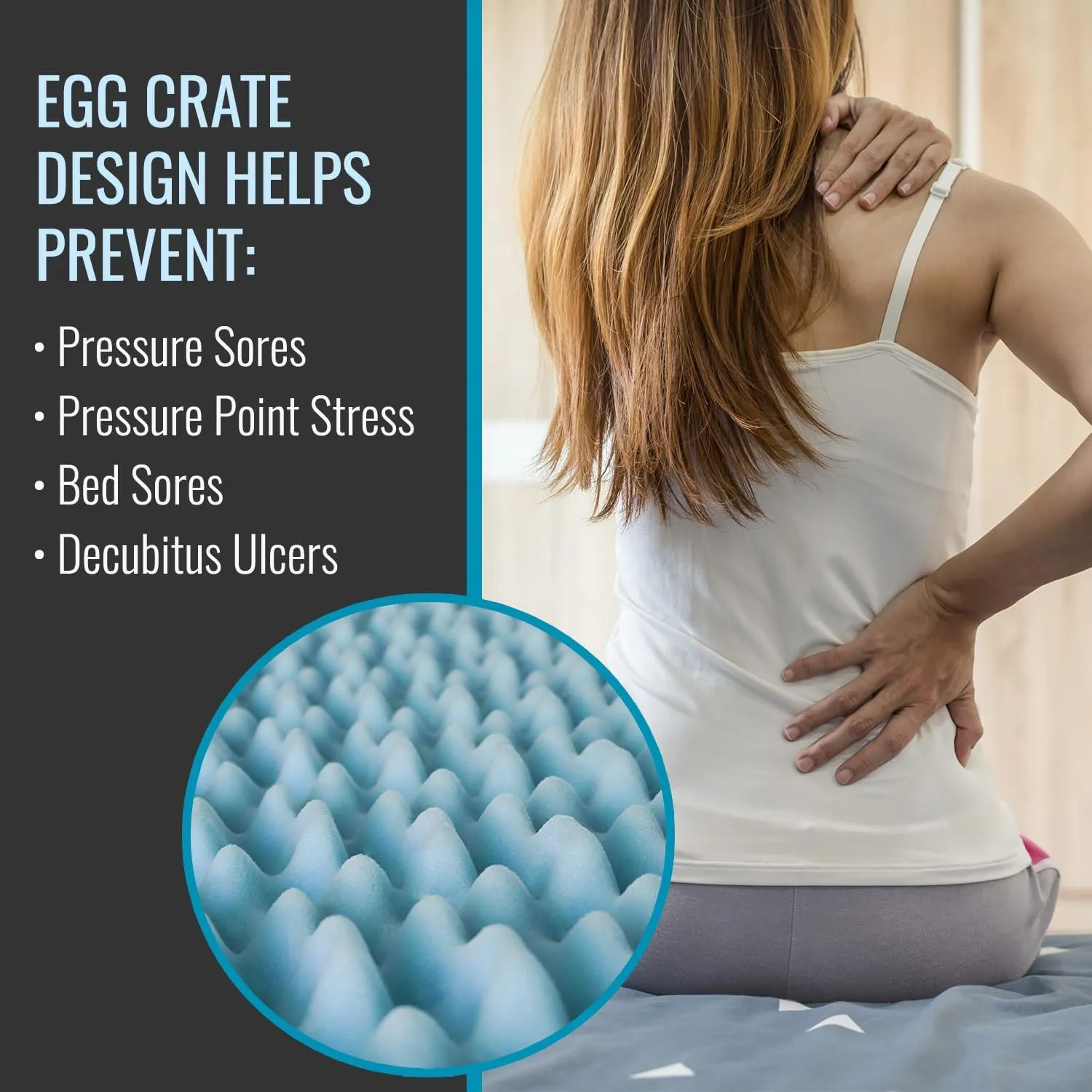 DMI Foam Mattress Topper, Egg Crate Foam Pad, Mattress Pad and Bed Topper for Support, Air Circulation, Pressure Relief and Weight Distribution, Twin Size Mattress, 33 x 72 x 3