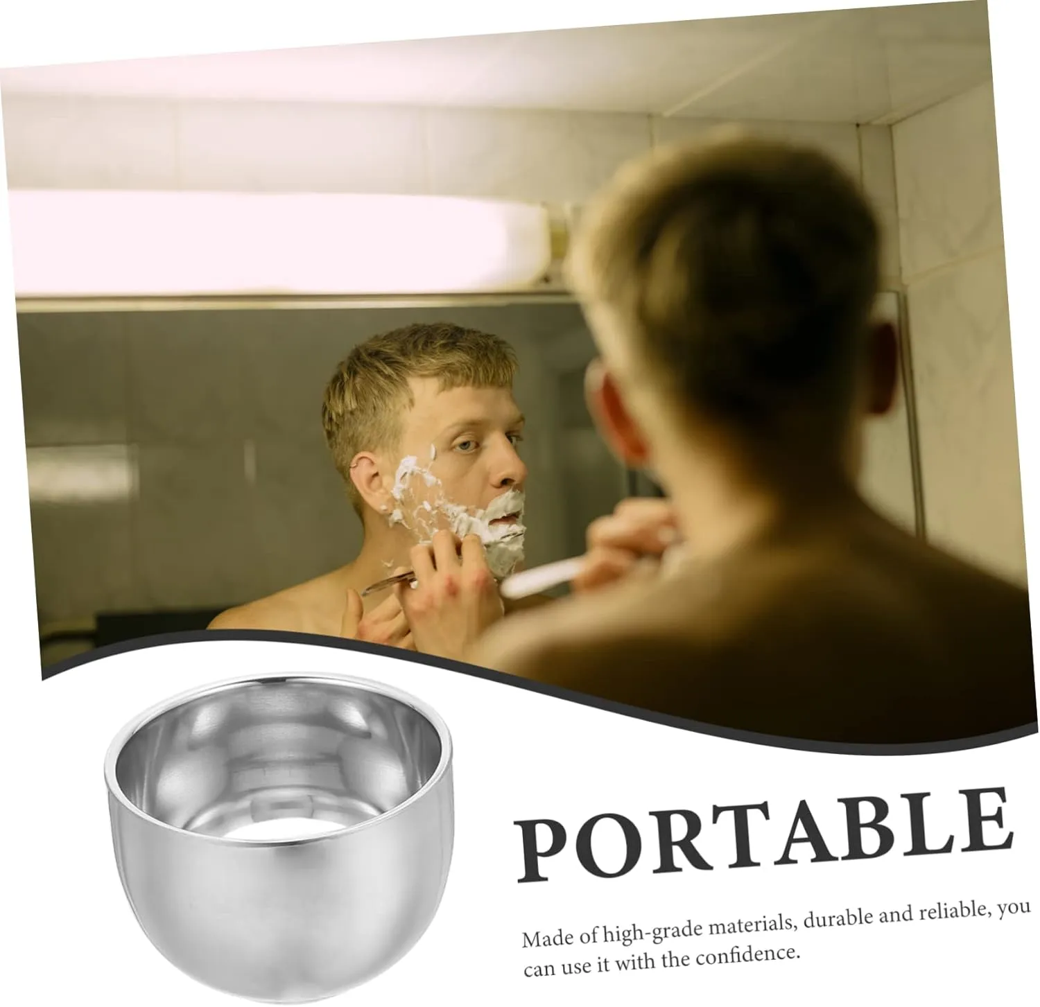 DOITOOL 5pcs Convenient Shaving Cup Stainless Shaving Bowl Set Shaving Cream Bowl Wide Opening for Shave