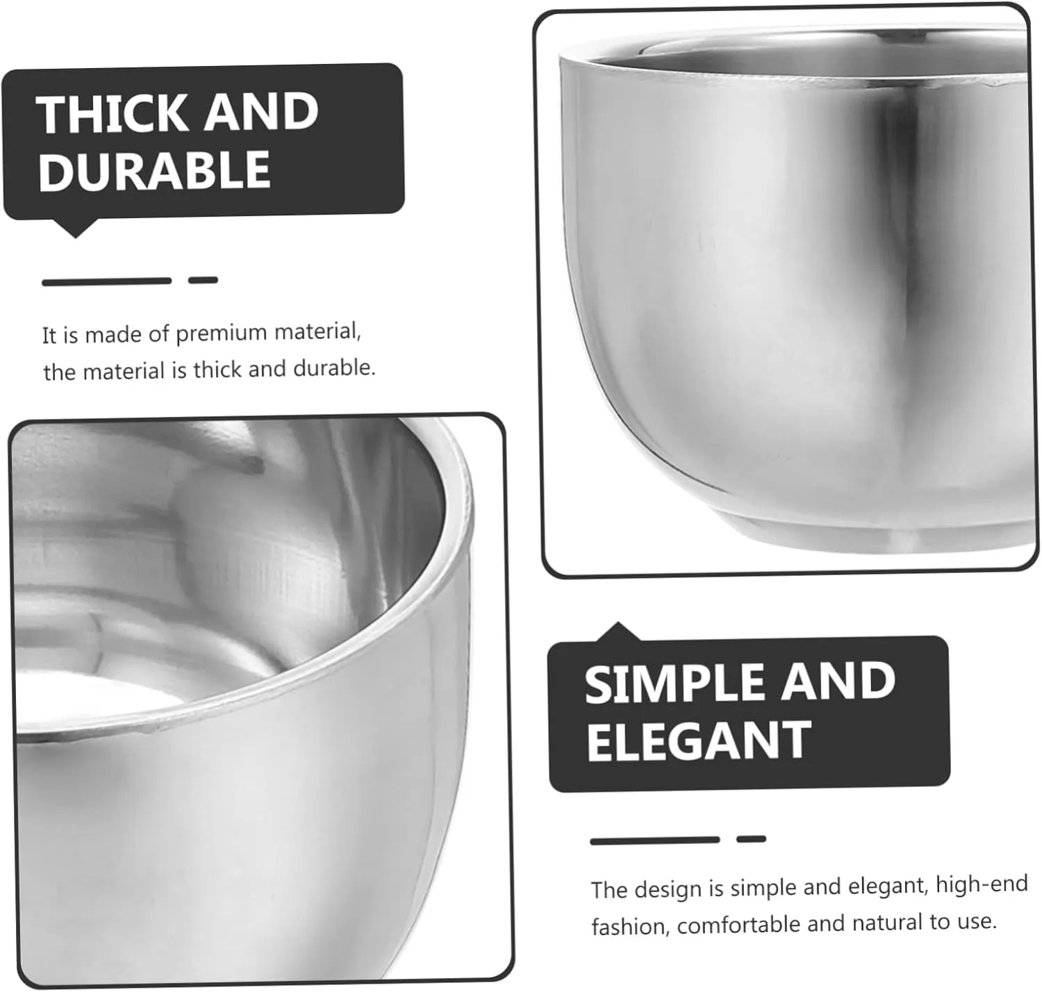 DOITOOL 5pcs Convenient Shaving Cup Stainless Shaving Bowl Set Shaving Cream Bowl Wide Opening for Shave