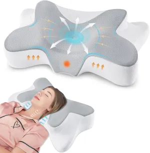 DONAMA Cervical Neck Pillow for Pain Relief,Odorless Contour Memory Foam Pillows with Cooling Pillowcase Cozy Sleeping, Orthopedic Ergonomic Bed Pillows for Side Back Stomach Sleepers