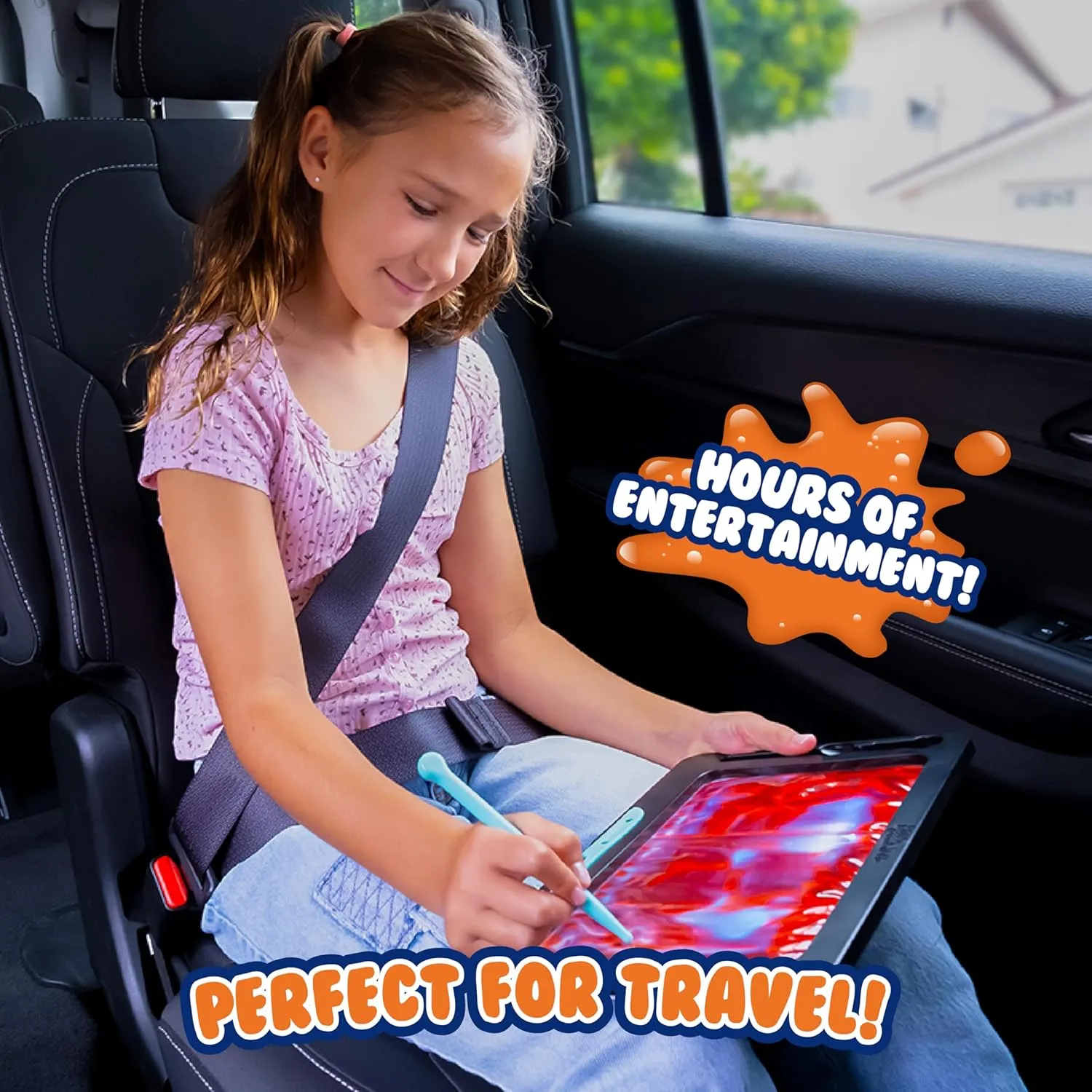 DoodleJamz JellyBIGs, Supersized Sensory Gel Drawing Pad, Filled with Double The Squishy Gel, No-Mess, Non-Toxic, Travel-Ready, Unleash Larger-Than-Life Artistic Creations! (Red on Blue Gel)
