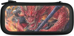 Dragon Jujutsu Warriors Compatible with Switch Carrying Case Hard Travel Game Bag Pouch with 15 Games Accessories