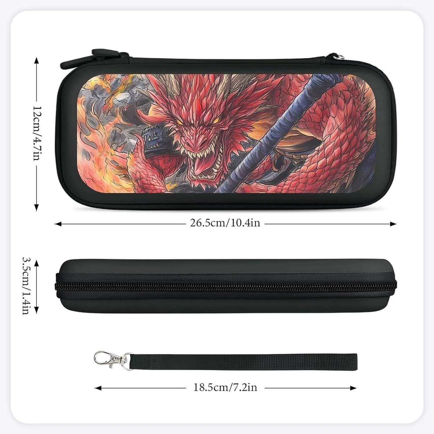 Dragon Jujutsu Warriors Compatible with Switch Carrying Case Hard Travel Game Bag Pouch with 15 Games Accessories