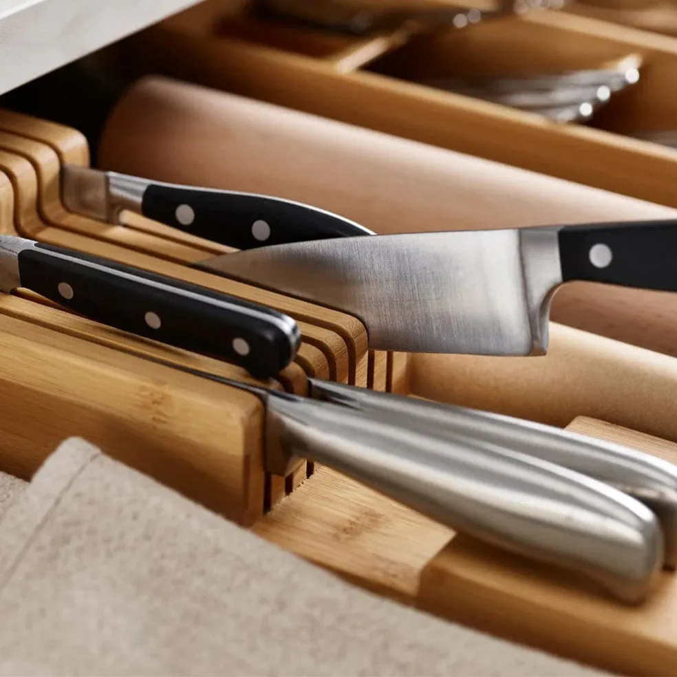 DrawerStore™ Bamboo Compact Knife Organiser