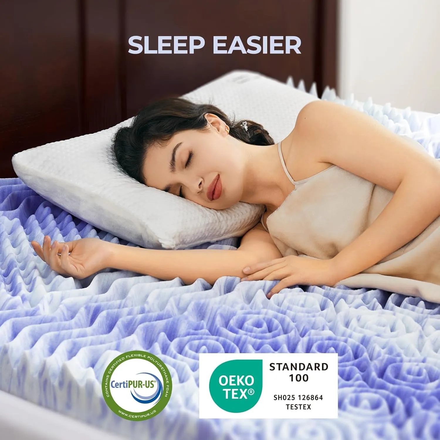 Dreamsmith 3 Inch 7-Zone King Memory Foam Mattress Topper, Cooling Gel Infused Foam Mattress Topper King for Pressure Relief, CertiPUR-US Certified