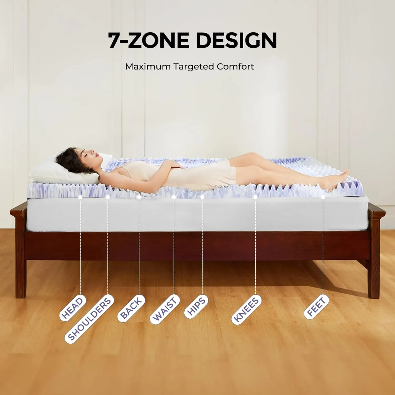 Dreamsmith 3 Inch 7-Zone King Memory Foam Mattress Topper, Cooling Gel Infused Foam Mattress Topper King for Pressure Relief, CertiPUR-US Certified