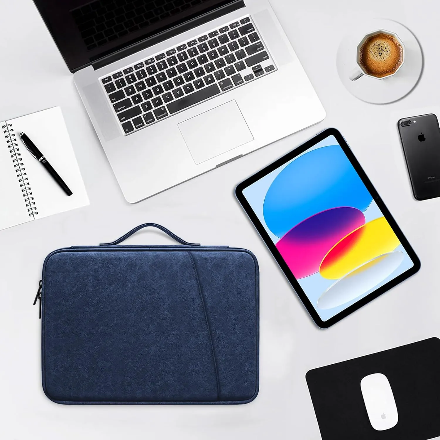 DTTO 9-11 Inch Tablet Sleeve Bag for iPad A16 11-in/Air 11-in M3 M2, iPad 10th Gen 10.9", iPad 9/8/7th Gen 10.2", iPad Air 5/4th Gen 10.9", iPad Pro 11, Galaxy Tab A9 , Waterproof Travel Bag, Navy