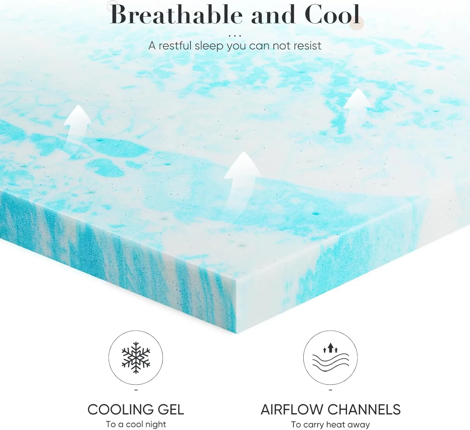 DUMOS Mattress Toppers Memory Foam Full, 2 Inch Thick Bed Topper Pad Cooling Gel Infused Soft Comfy Padding Breathable for Sleeper Sofa Couch RV Camper, CertiPUR-US Certified, Blue
