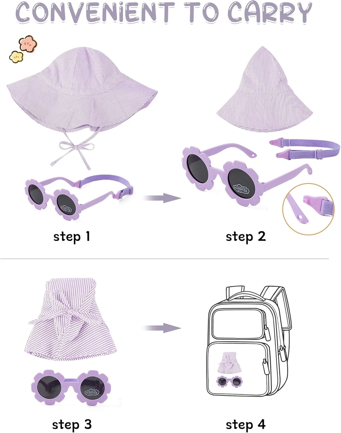 Durio Baby Sun Hat UPF 50  Sun Protection Hat Boy Girl Baby Sunglasses with Strap Wide Brim Baby Bucket Hat Toddler Beach Hat