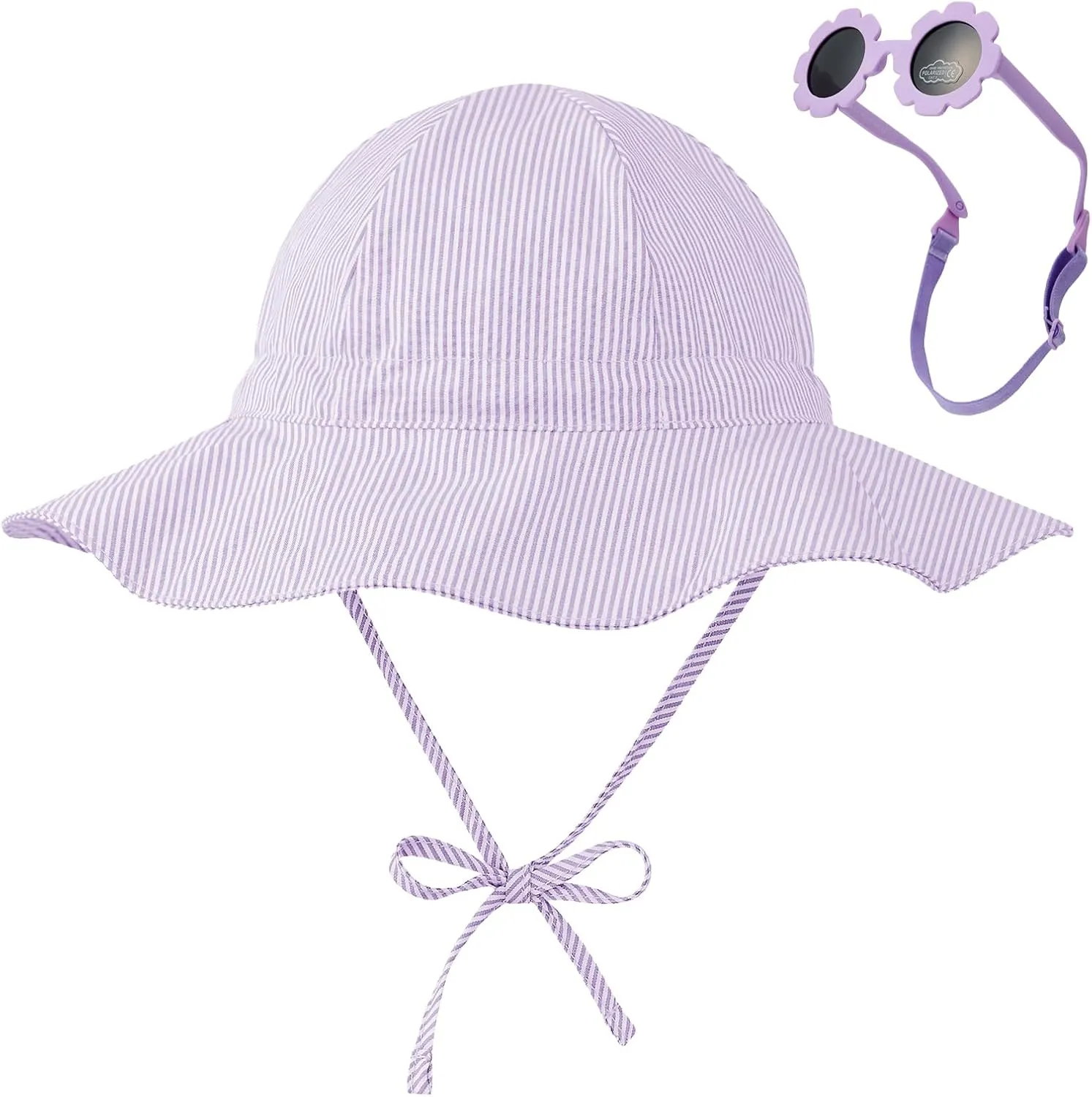 Durio Baby Sun Hat UPF 50  Sun Protection Hat Boy Girl Baby Sunglasses with Strap Wide Brim Baby Bucket Hat Toddler Beach Hat