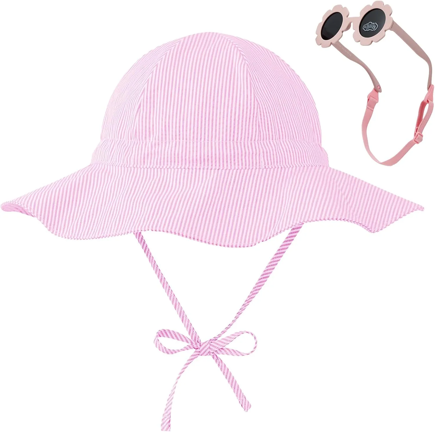 Durio Baby Sun Hat UPF 50  Sun Protection Hat Boy Girl Baby Sunglasses with Strap Wide Brim Baby Bucket Hat Toddler Beach Hat