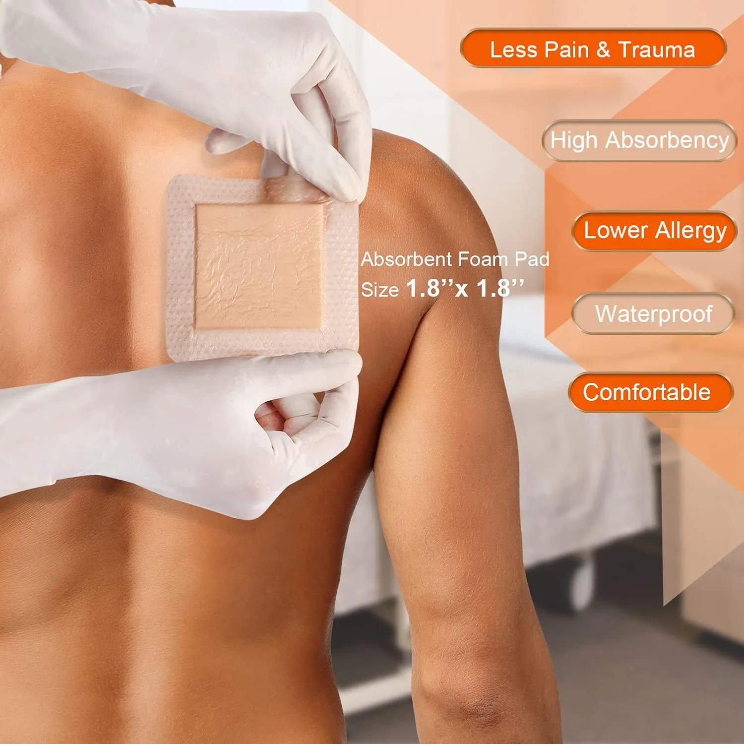 EalionMed Silicone Foam Dressing with Gentle Adhesive Border 3''x3'', 10 Pack, Painless Removal High Absorbency Bed Sore Wound Bandage for Pressure Sore, Leg Ulcer, Diabetic Ulcer