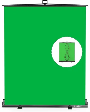 【Easy Set Up】 RAUBAY 59.8 x 82.7in Collapsible Green Screen Backdrop Portable Retractable Chroma Key Panel Photo Background with Stand for Video Conference, Photographic Studio, Streaming