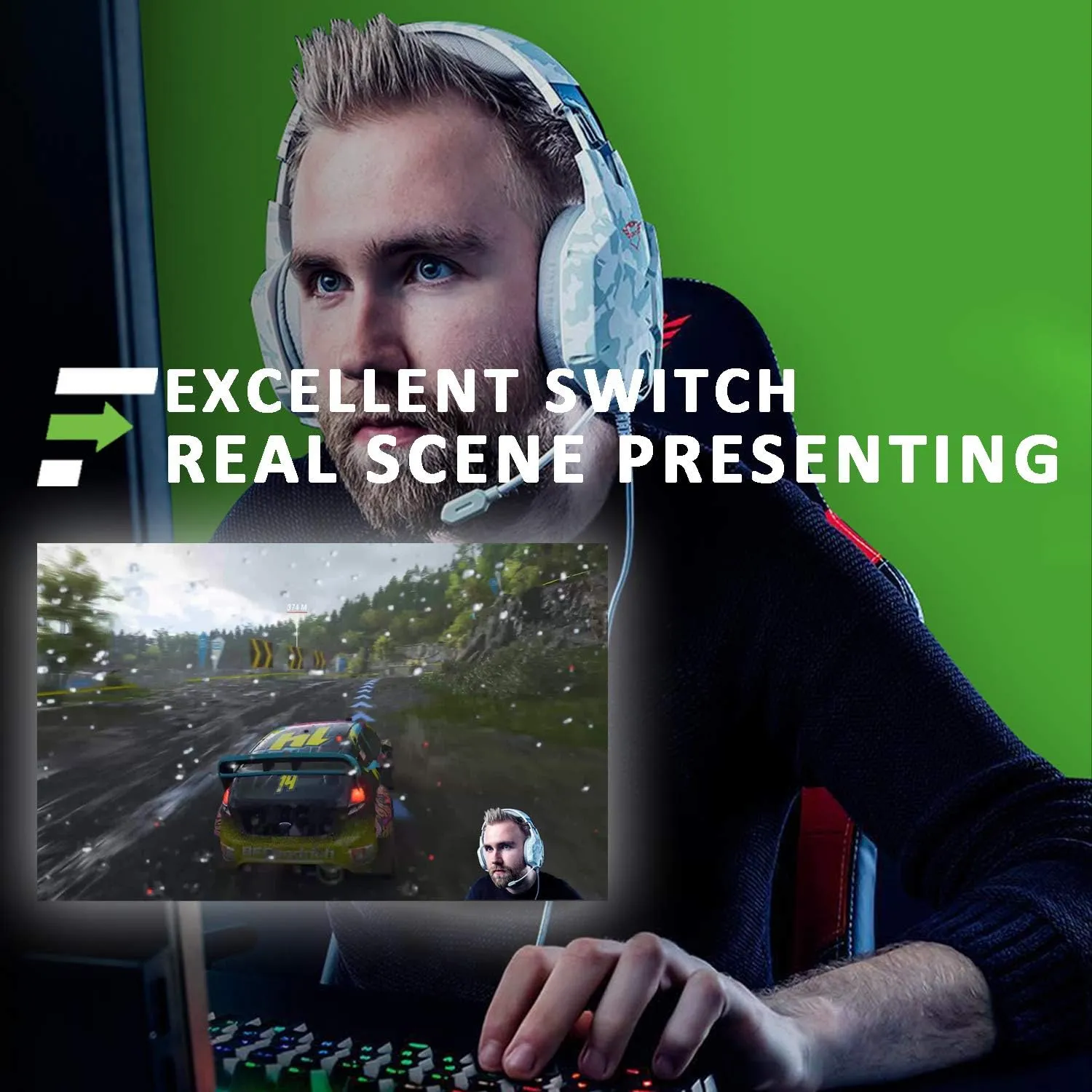 【Easy Set Up】 RAUBAY 59.8 x 82.7in Collapsible Green Screen Backdrop Portable Retractable Chroma Key Panel Photo Background with Stand for Video Conference, Photographic Studio, Streaming